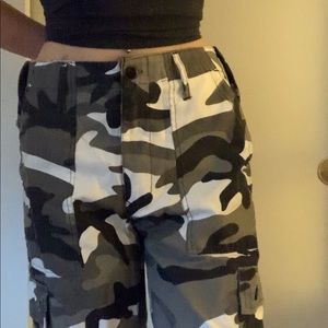 Grey and white camo pants
